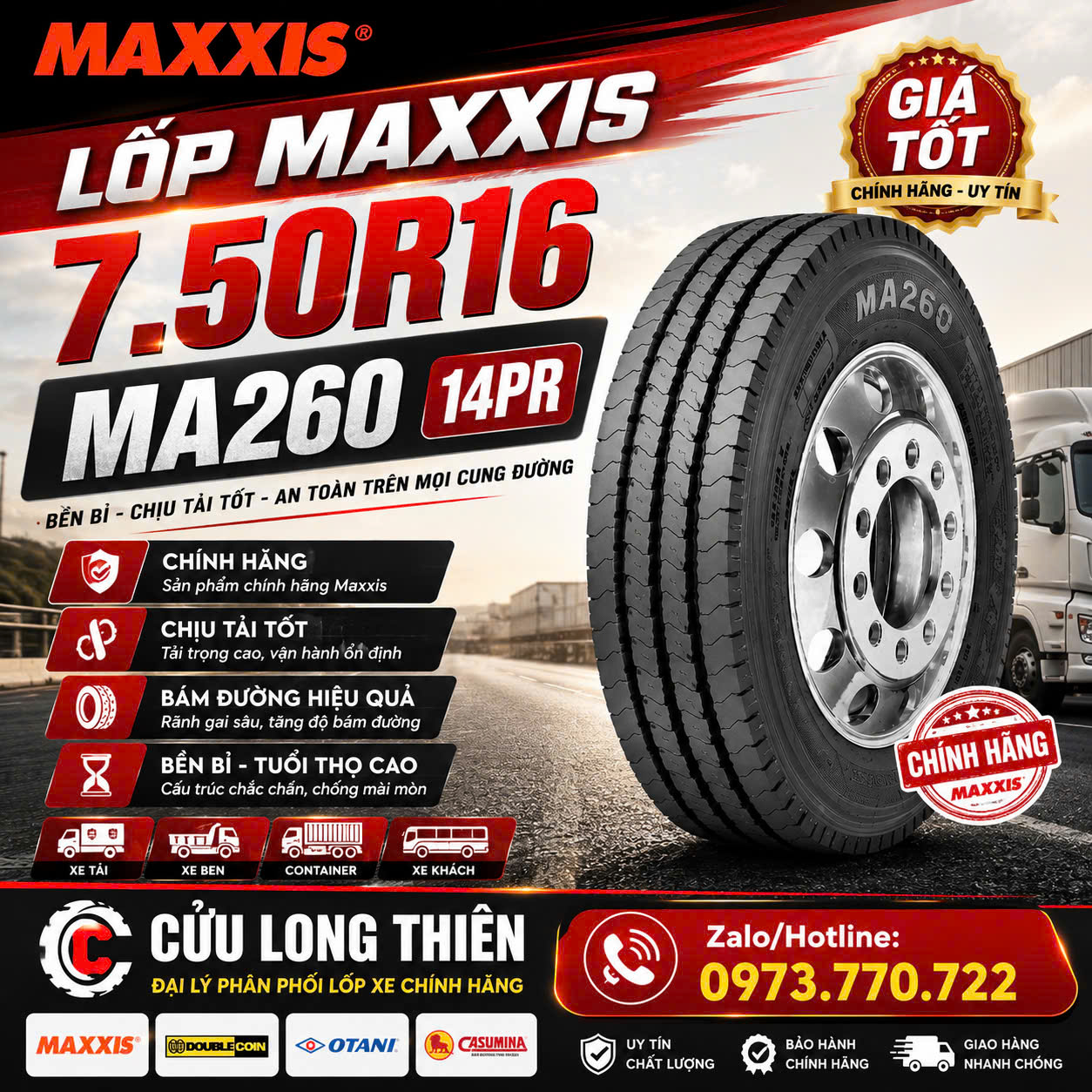 LỐP XE 7.50R16 MAXXIS GAI 260