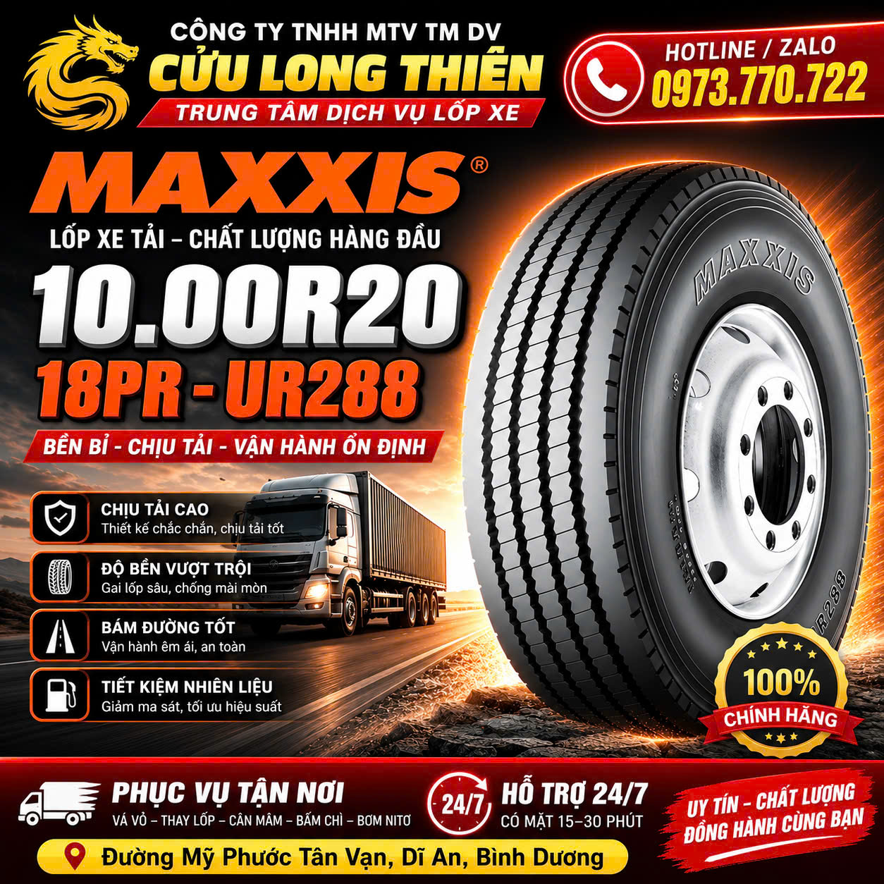 Lốp Xe 10.00R20 18PR MAXXIS UR288