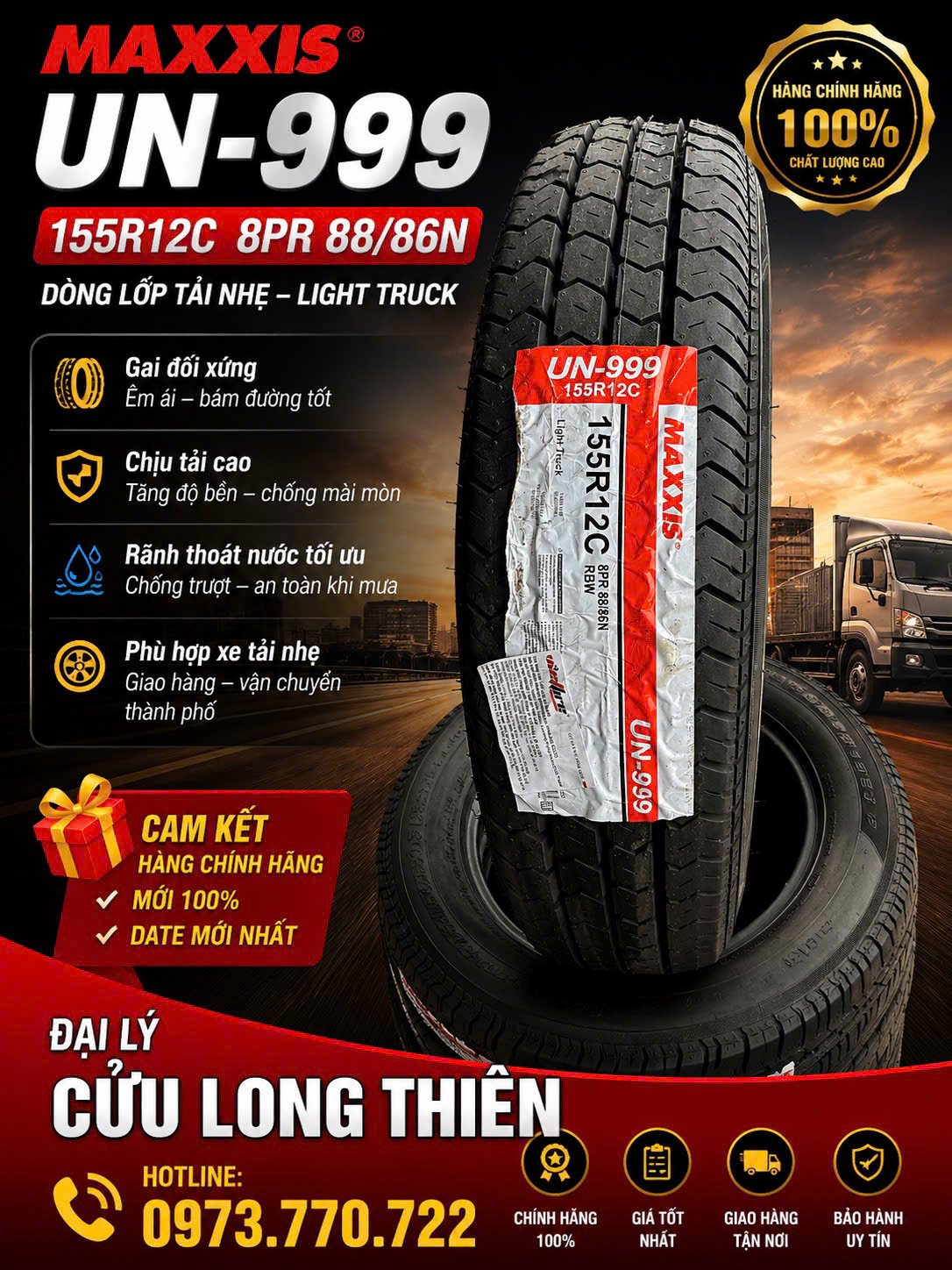 Lốp Xe 155R12C MAXXIS Chính Hãng