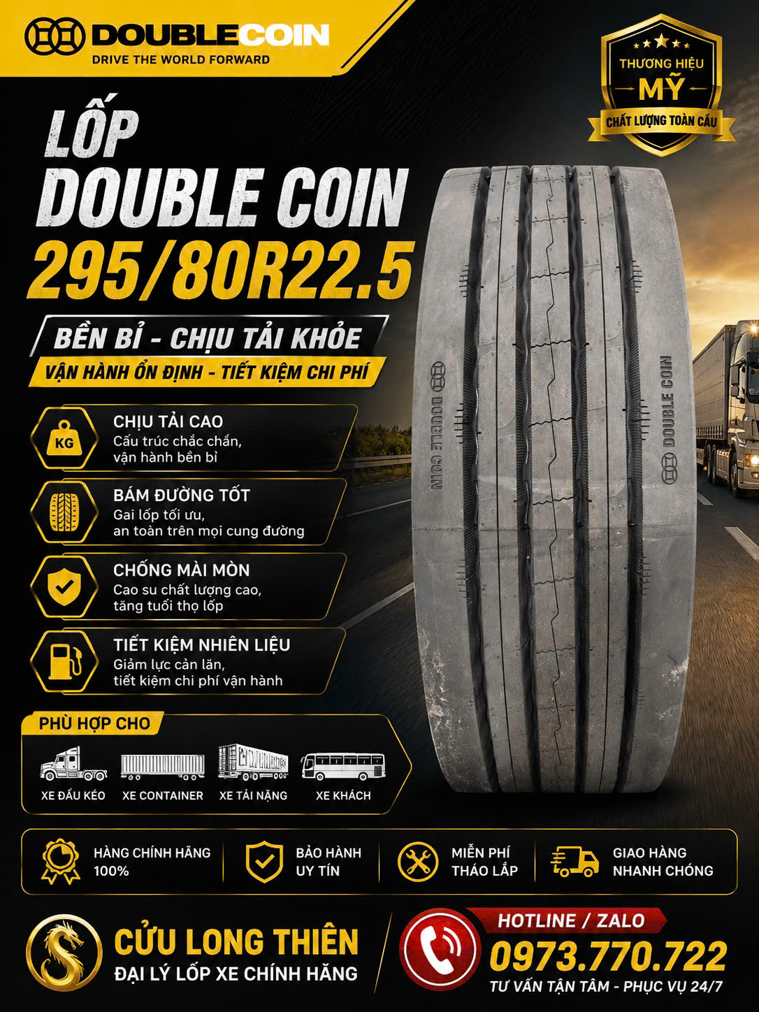 Lốp Xe 295/80R22.5 Double Coin Chính Hãng – Giá Tốt