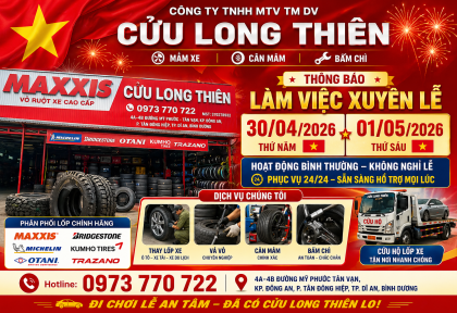 TRUNG TÂM DỊCH VỤ THAY LỐP XE XUYÊN CÁC NGÀY LẾ 30/04 & 01/05
