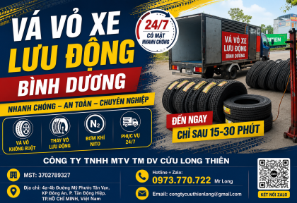 Vá Lốp Xe Ô Tô Lưu Động Bình Dương | Mỹ Phước Tân Vạn – Cửu Long Thiên