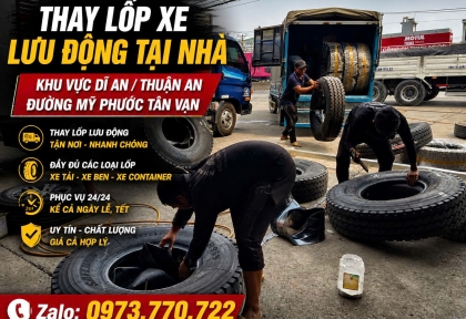 VÁ VỎ XE Ô TÔ LƯU ĐỘNG TẠI BÌNH DƯƠNG 24/7 – CÓ MẶT NHANH CHÓNG 🚛