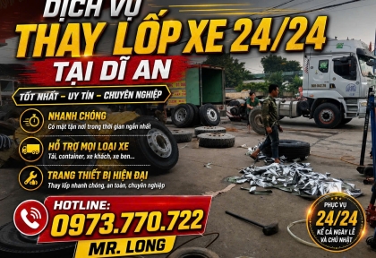 CỨU HỘ VÁ VỎ & THAY LỐP Ô TÔ 24/7 TẠI BÌNH DƯƠNG – GIÁ TỐT