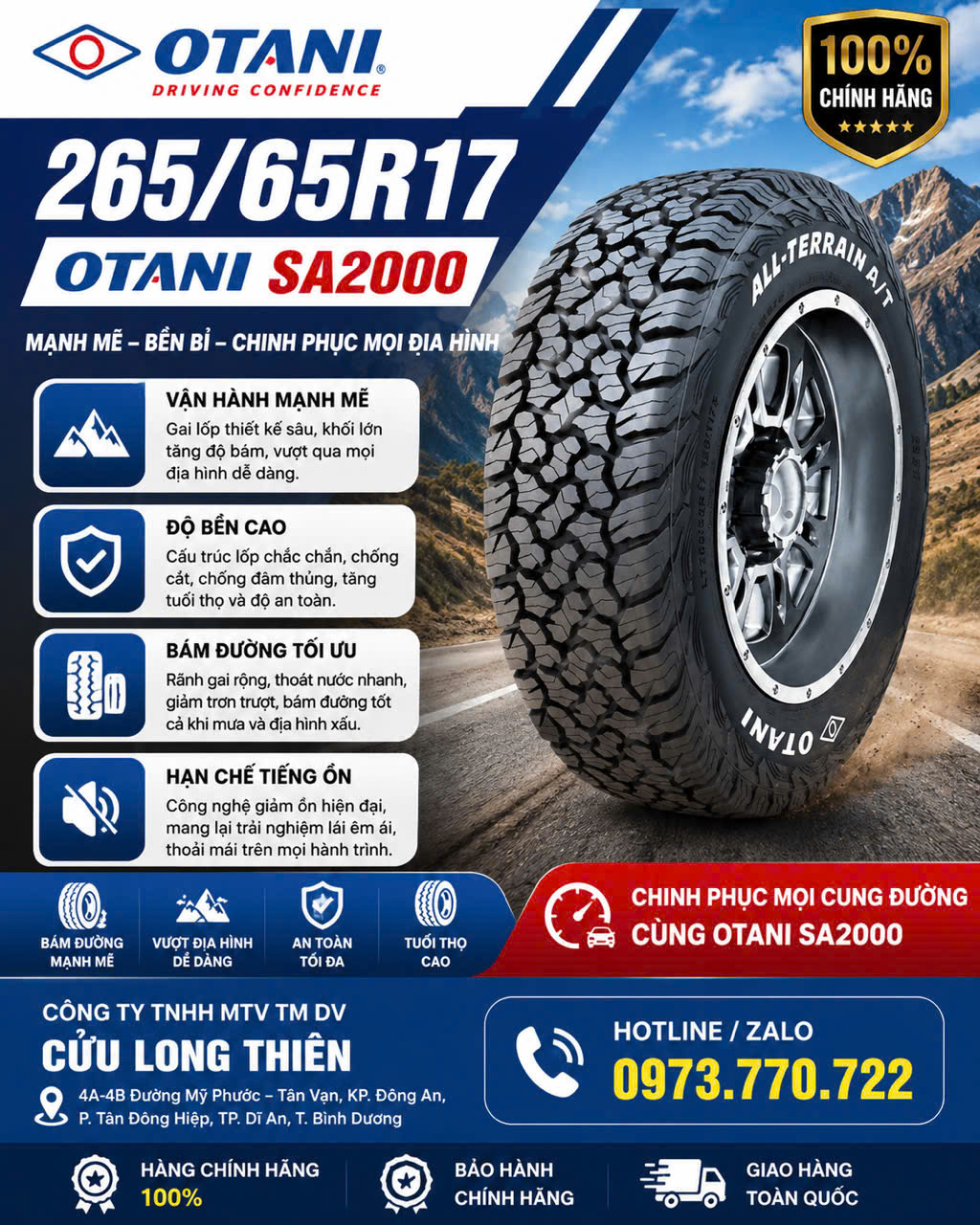 ĐỊA ĐIỂM THAY LỐP XE DU LỊCH OTANI THÁI LAN TẠI TP.HCM