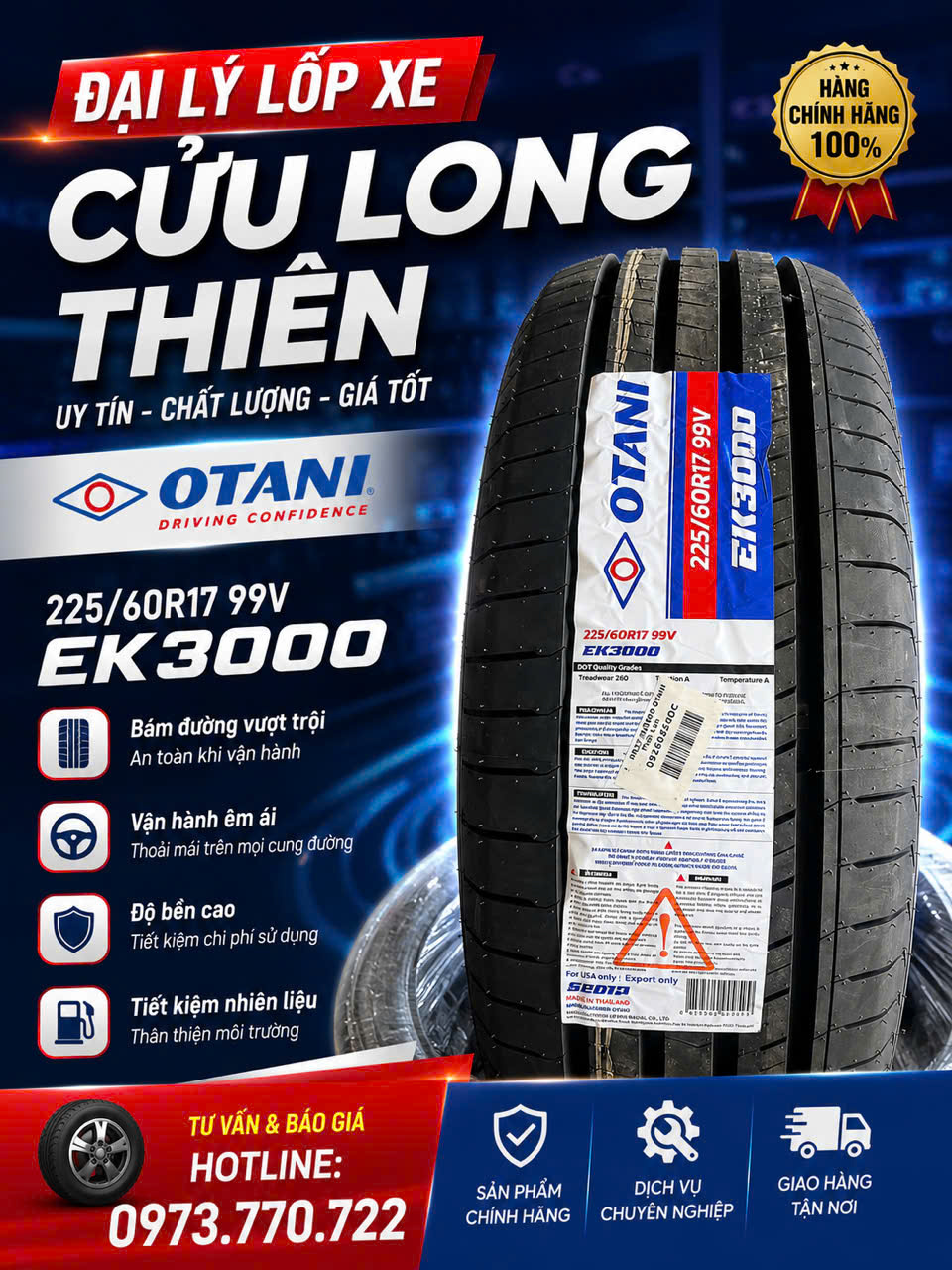 ĐỊA ĐIỂM THAY LỐP XE DU LỊCH OTANI THÁI LAN TẠI TP.HCM