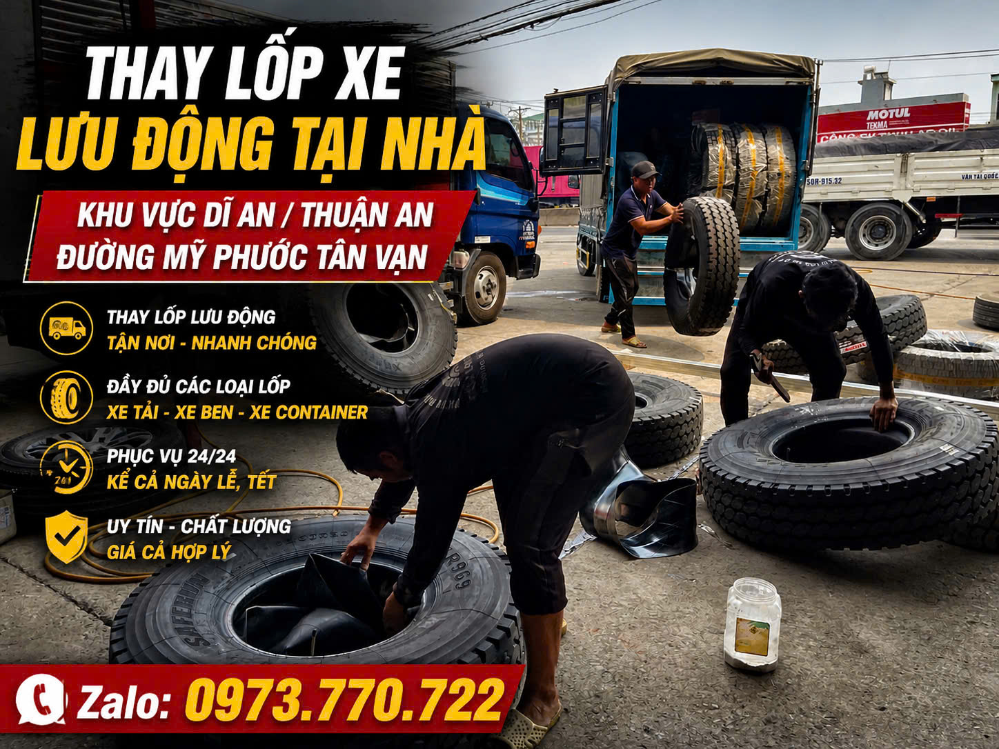 ĐỊA CHỈ THAY SĂM LỐP XE / LAZANG XE Ô TÔ TẠI BÌNH DƯƠNG