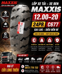 LỐP XE MAXXIS 12.00-20 24PR GAI C677 ( có ruột yếm )