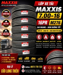 LỐP XE MAXXIS 7.00-16 16PR GAI M276 ( có ruột yếm )