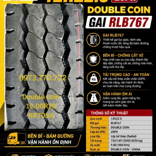 Lốp Xe Tải DOUBLE COIN 12.00R20  18PR ( RR705A) 