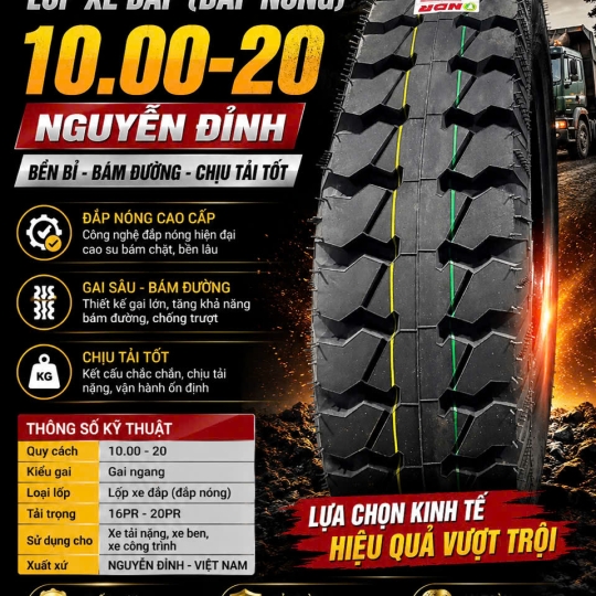 LỐP ĐẮP 10.00-20 NGUYỄN ĐỈNH