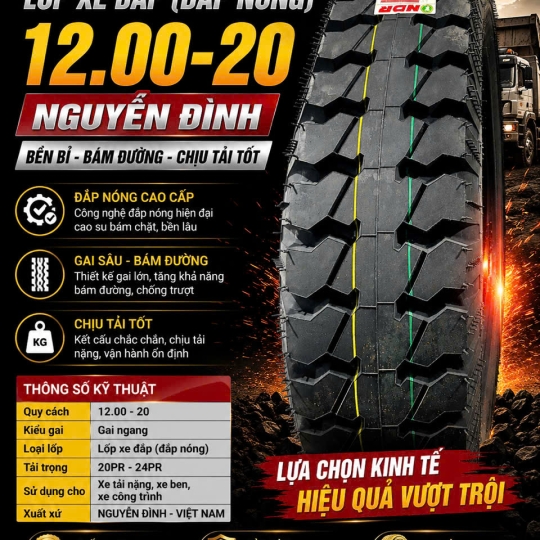 LỐP ĐẮP 12.00-20 NGUYỄN ĐỈNH
