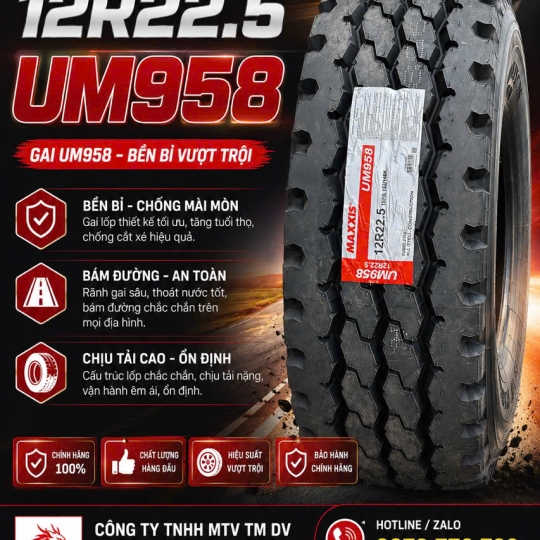 LỐP XE 12R22.5 18PR MAXXIS UM958