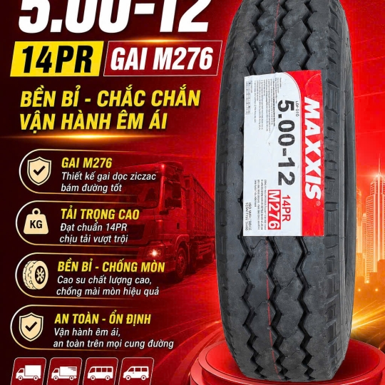 LỐP XE MAXXIS 5.00-12 14PR GAI M276 ( có ruột )