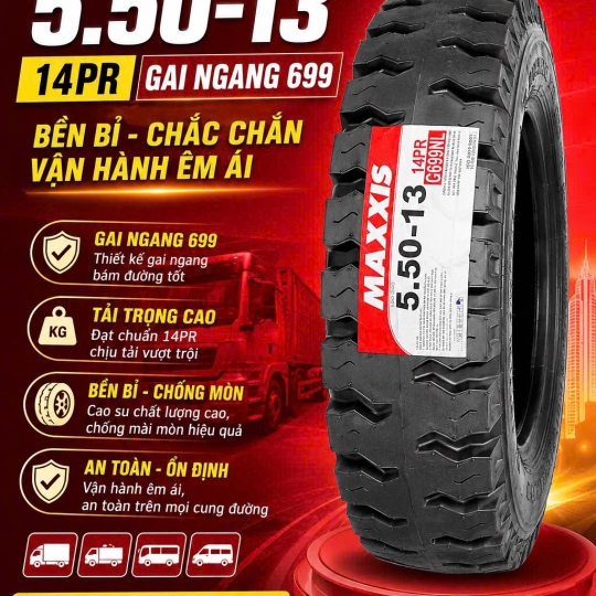 LỐP XE MAXXIS 5.50-13 14PR GAI 699 (có ruột )