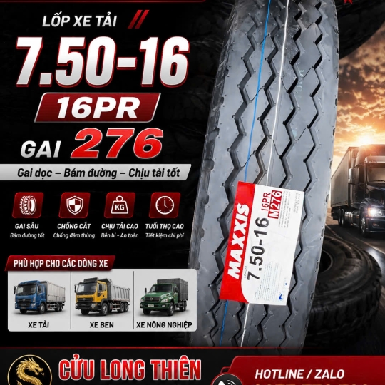 LỐP XE MAXXIS 7.50-16 16PR GAI M276 