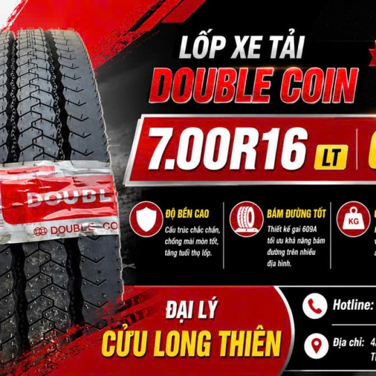 LỐP XE 7.00R16 DOUBLE COIN GAI 709 14PR – BỀN BỈ ( ruột, yếm )