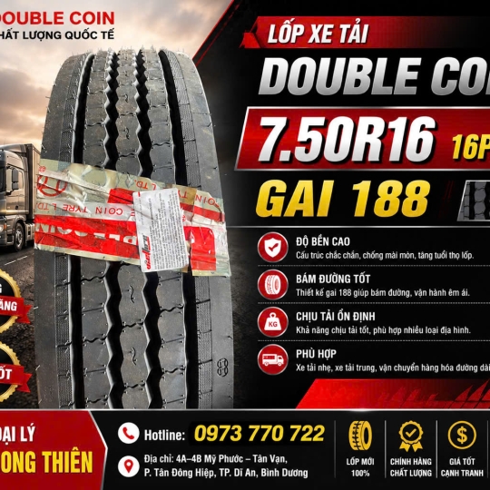  LỐP XE DOUBLE COIN 7.50R16 16PR GAI RR188