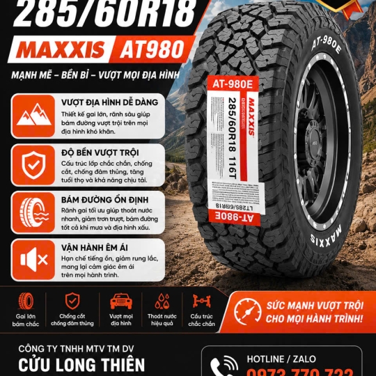LỐP XE MAXXIS 285/60R18 AT-980