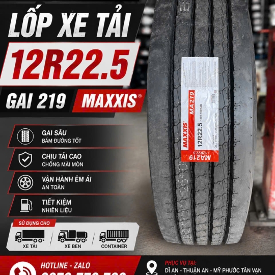 LỐP XE 12R22.5 MAXXIS GAI MA219 