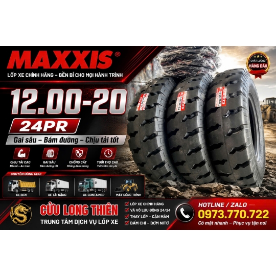 Lốp Xe MAXXIS 12.00-20 20 PR M688 ( Ngang)