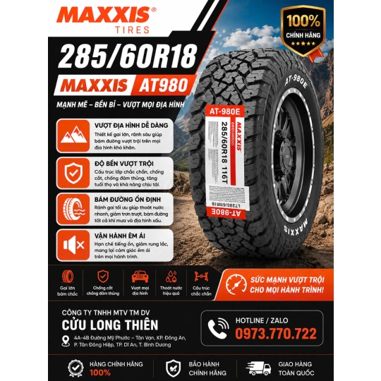 LỐP XE MAXXIS 285/60R18 AT-980