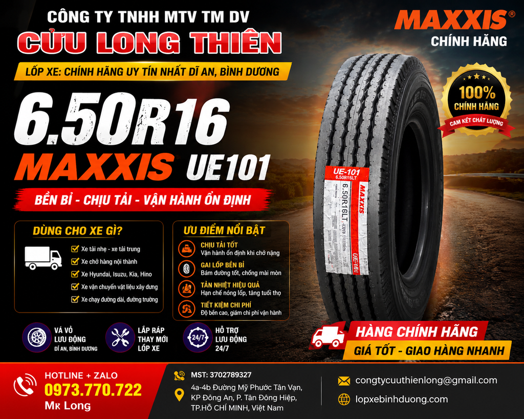 Giới thiệu Công ty Lốp Xe Ô Tô Cửu Long Thiên tại Dĩ An, Bình Dương