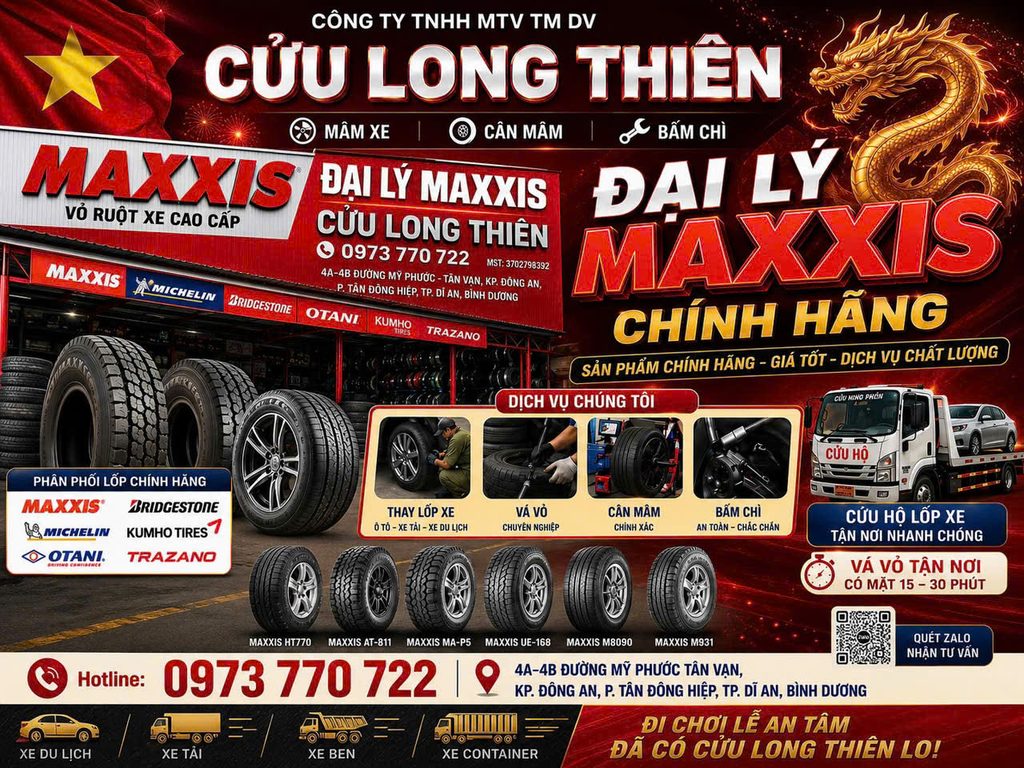 Vá Vỏ Xe Ô Tô Lưu Động Dĩ An Bình Dương - Có Mặt Nhanh 15 Phút