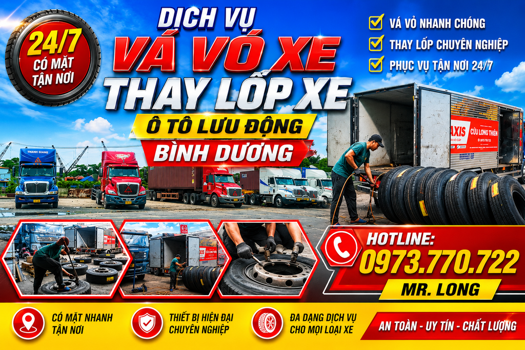 Cứu Hộ Lốp Xe Bình Dương – Dịch Vụ Nhanh & Uy Tín 24/7