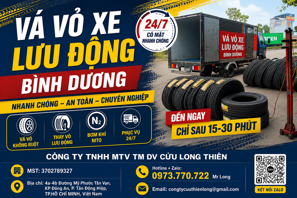 Cứu Hộ Lốp Xe Bình Dương – Dịch Vụ Nhanh & Uy Tín 24/7