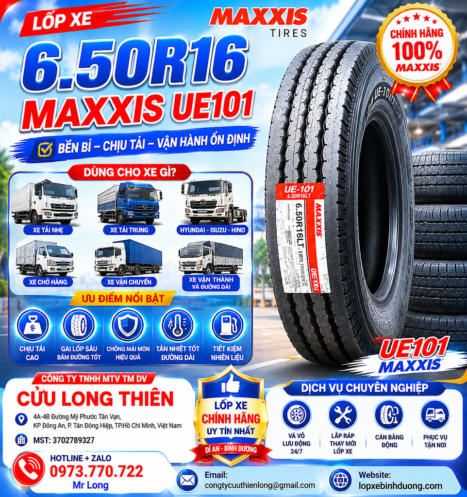 Đánh Giá Lốp 6.50R16 Maxxis 12PR UE101 Không Săm