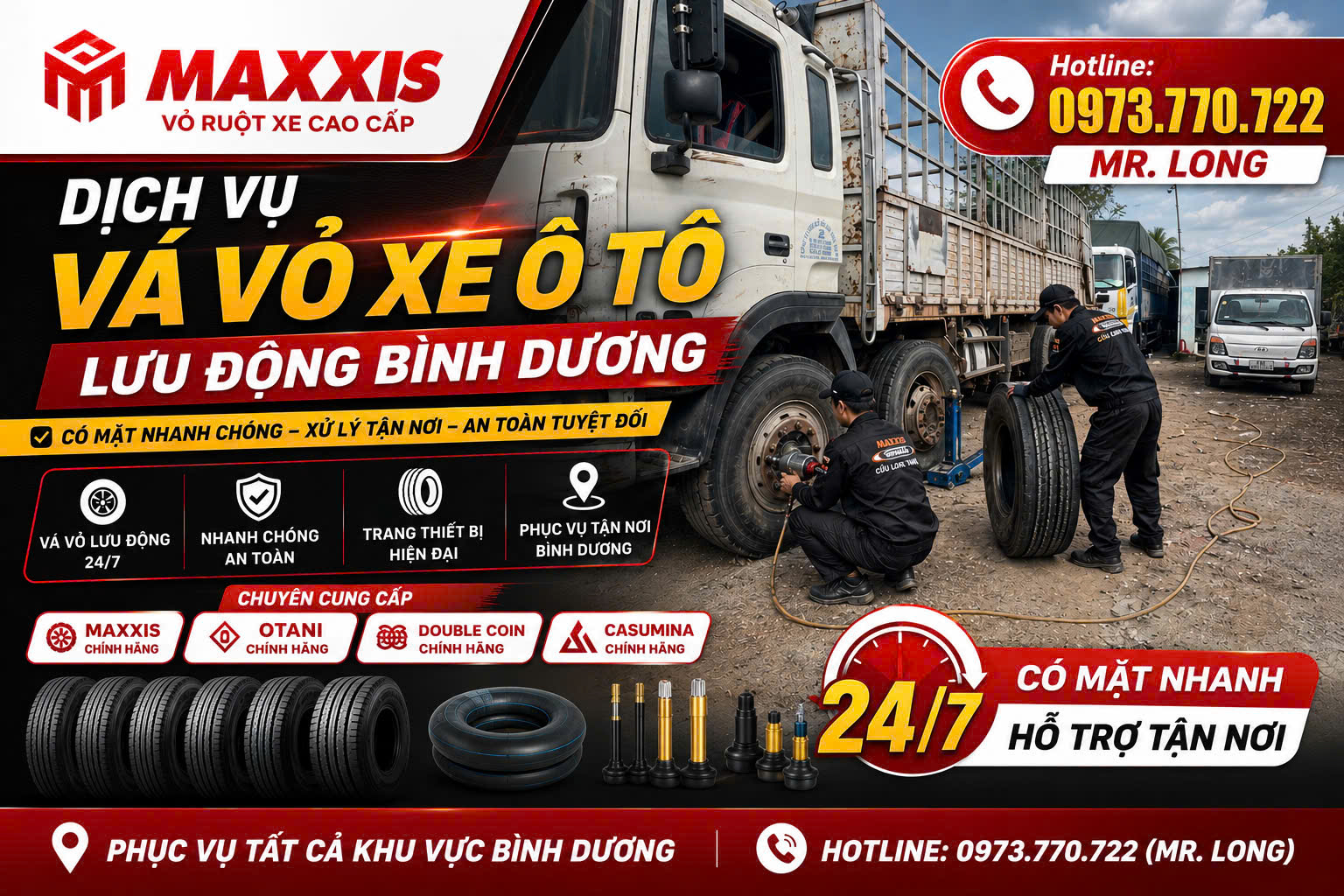 CỨU HỘ THAY LỐP XE TẠI BÃI XE BÌNH DƯƠNG