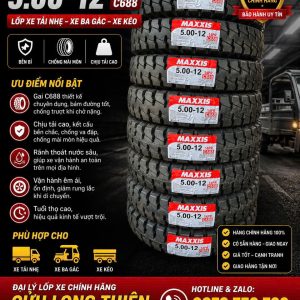 Lốp Xe 5.00-12 Maxxis 14PR C688 Gai Ngang Chính Hãng