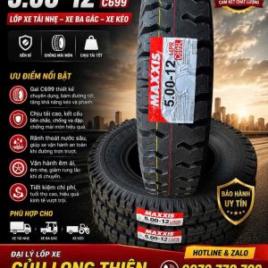 Lốp Xe 5.00-12 Maxxis 14PR Gai 699 Chính Hãng Giá Tốt Nhất