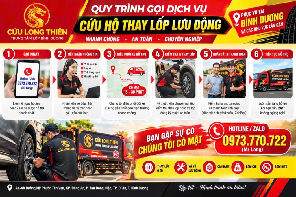 Vá Vỏ Lưu Động Mỹ Phước Tân Vạn: Phục Vụ Xuyên Đêm, Giá Bình Dân