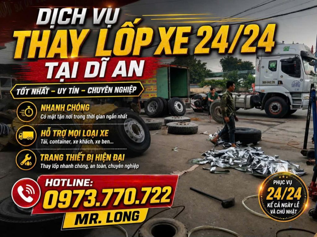 Vá Vỏ Lưu Động Tân Đông Hiệp – Dĩ An Bình Dương | Cứu Hộ Lốp Xe Nhanh Chóng