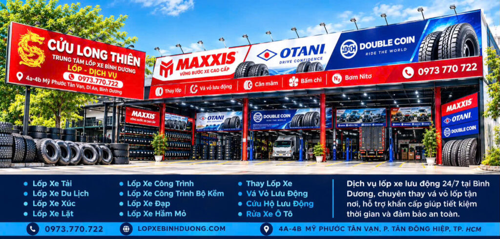 TRUNG TÂM DỊCH VỤ SĂM LỐP XE Ô TÔ BÌNH DƯƠNG – HỖ TRỢ 24/24, QUY TRÌNH THAY LỐP NHANH CHÓNG